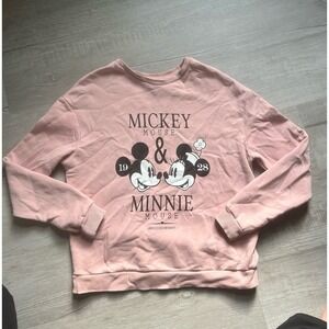 DISNEY Mickey Minnie Mouse  light pink‎ xs women's crew neck sweater